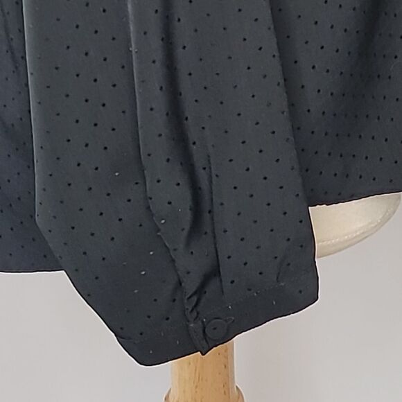 Ava & Viv Black Long Sleeve Dot Textured Blouse - Picture 6 of 10